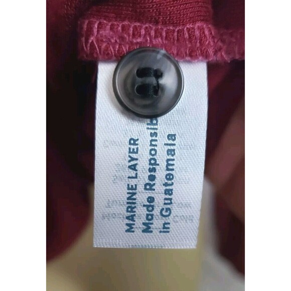 Marine Layer Henley Shirt Large Rhubarb Striped Double Knit Dad Nerd Preppy - Picture 6 of 7